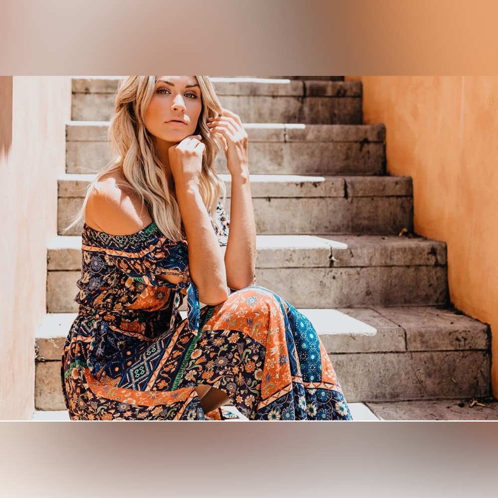 Urban Outfitters Dress Forum Paisley Bohemian Maxi Dress Sz S - Picture 2 of 10